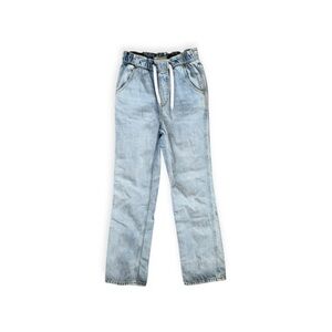 Topshop Light Wash Straight Leg Jeans with Drawstring
